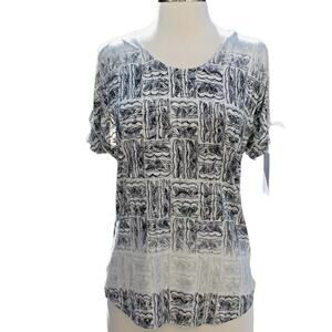 Rose & Olive Women's Short Sleeve Shirt Top Geometric Abstract Size S NEW